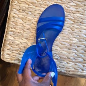 Clear blue sandals